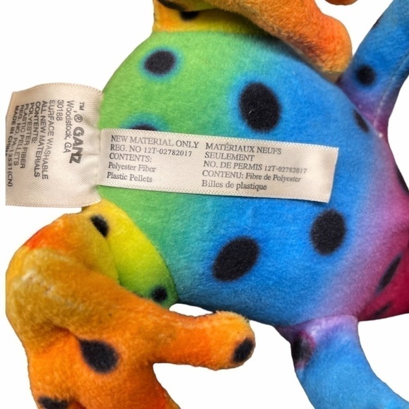 VINTAGE Ganz Rainforest Frog Plush Stuffed Animal H14394 Multicolored Rainbow - Picture 8 of 11
